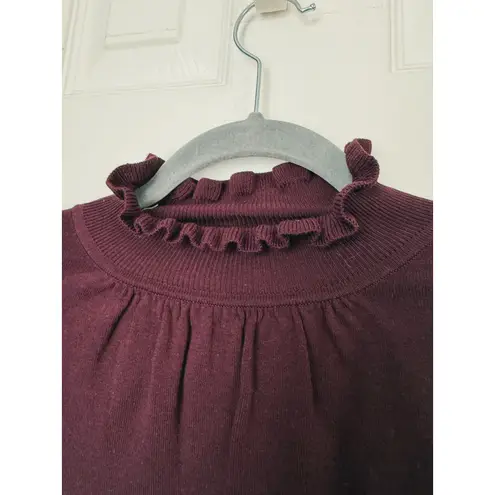 Ba&sh Sinto Ruffle High Neck Sweater Medium Bordeaux Maroon Quiet Luxury Fall