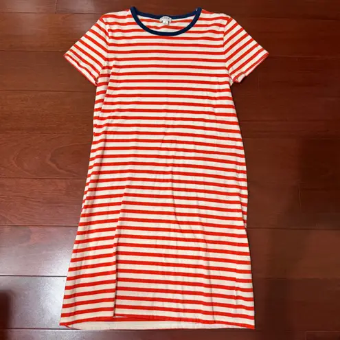 J.Crew Red and White Striped 100% Cotton Dress Size Small