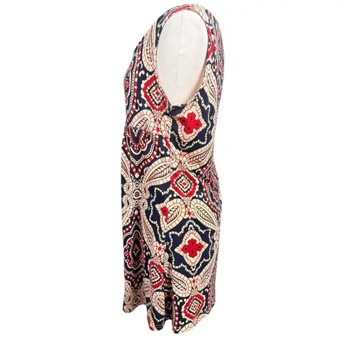 Reborn Sleeveless Dress Size L Blue Red Patterned Size L