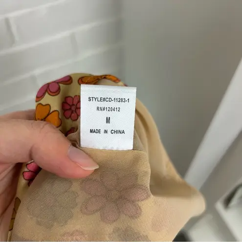 NWT Cotton Candy Retro Floral Halter Neck Cut Out Mini Dress Size M Orange Size M