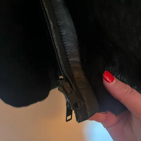 Dana Buchman Vintage fur and leather trimmed reversible vest