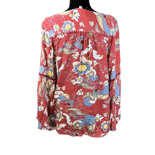 Jaase Floral Flowy Boho Angel Sleeve Blouse Size Small