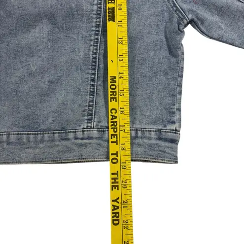 Wax Jean Denim Jacket Womens Medium Light Wash Cropped Knit Comfy