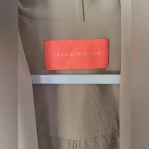 Grace Willow Belted Long Trench Vest Wm’s Size L Tan Duster Vest NWOT Size L