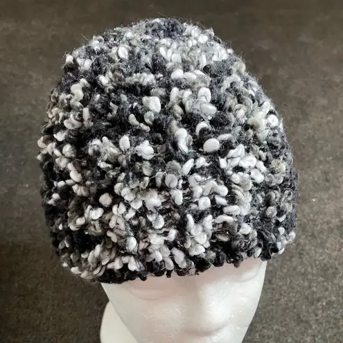 Black Speckled Boucle Knit Beanie Hat