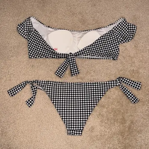 Cabana Del Sol Gingham Off the Shoulder Bikini