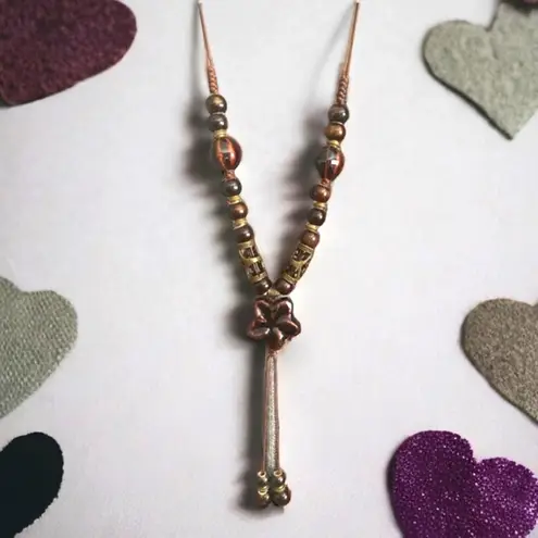 Bohemian Beaded Ceramic Brown Adjustable Necklace Ethnic Style Flower Pendant‎