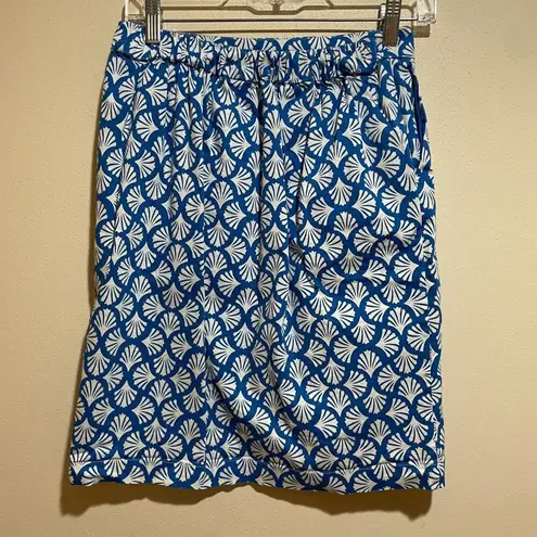 NWOT Boden Size 4L Danby Pull On Mini Skirt Blue Pattern Elastic Waist