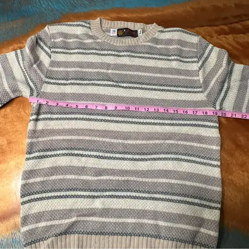 Vintage Jersild Viking Knits Wool blend striped crewneck sweater Made in USA Gray Size M