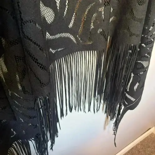 Moss Rose Black Mesh Boho Tassel Kimono One‎ Size Fringe Western Whimsigoth Maxi