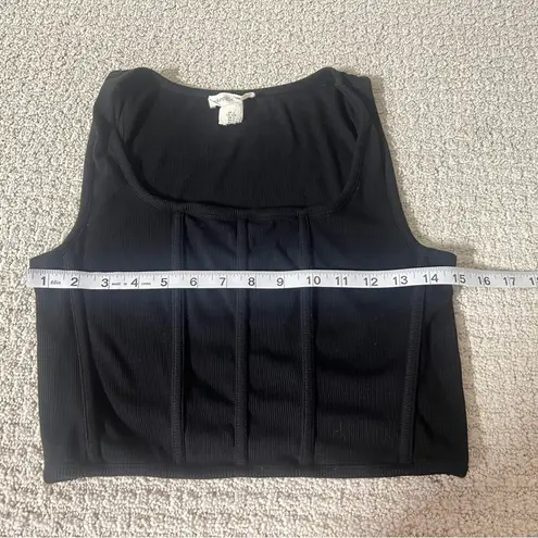 Happily Grey Chic Black Ribbed Crop Top Size L