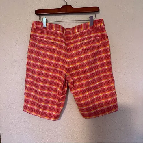Slazenger Women's Plaid Golf Shorts Pink Orange Yellow Black Size 6 Bermuda