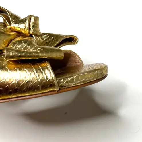 Butrich Bow Slide Pump in Gold Embossed Snake Size 40 (fits like an 8.5/9)