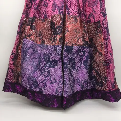 RARE Gregory Parkinson Patchwork Skirt in Pinks/Purples w/Black Lace Print