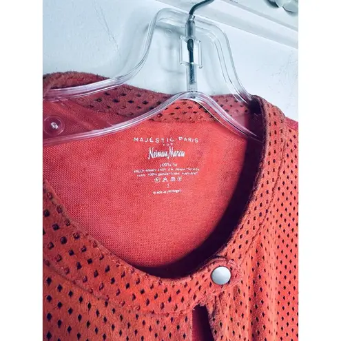 Neiman Marcus Majestic Paris Jacket S Linen Sleeves Back + Suede Front Xsmall 2