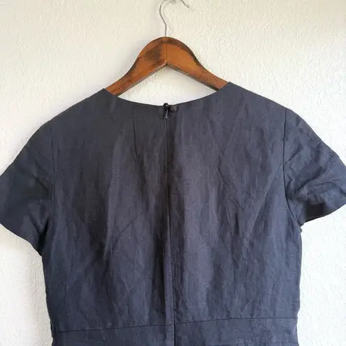 Brooks Brothers Womens Dress Blue Linen Sheath Shirt Sleeve Lined Size 10