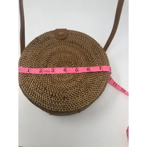 Round Wicker Straw Rattan Bag Women's Hand Woven Shoulder Purse