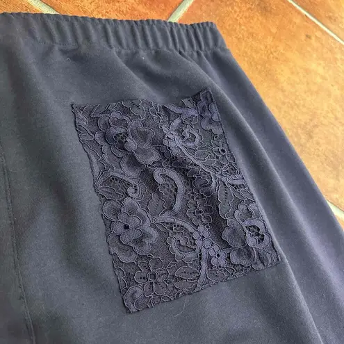 NWT Fenty Navy Elastic Waistband Lace Detail Pants Size US 38
