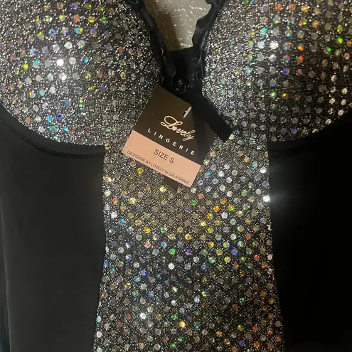 Lovely Day Black Rhinestone Chemise Lingerie Dress Sz M Sparkle Nightwear