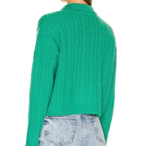 autumn cashmere Grass Boxy Cable Polo Sweater Sz S Women