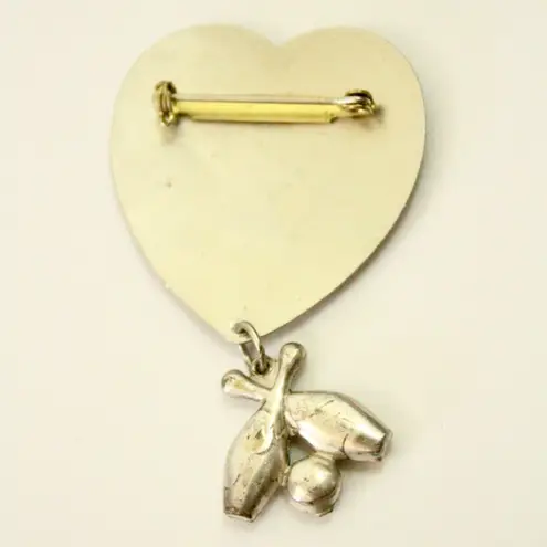 Vintage 50s Heart Bowling Pin Initial I Silver