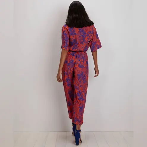 The Kit Issa Jumpsuit in Ecovero Viscose Crepe Orange Complication Print Small