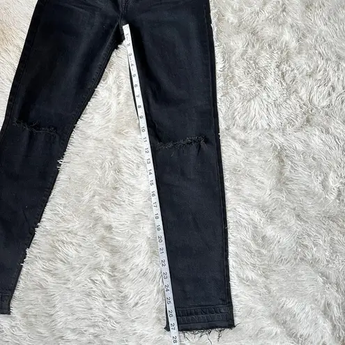 Pistola NWOT Black Raw Hem Ripped Knee Distressed High Waist Jeans Sz 24/25