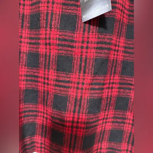 Boston Proper  NWT black & red plaid plus size 18 skirt holiday wool blend 19” thumbnail 2