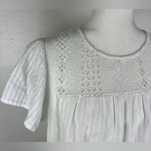 Ella Moss White Puff Sleeve Blouse with Bib Collar