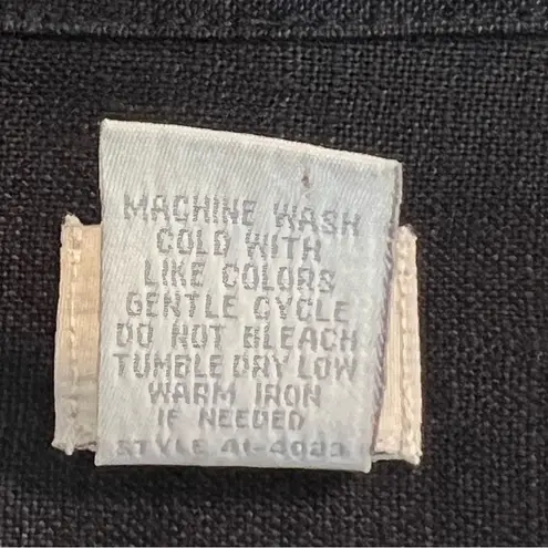 J Jill Womens Linen Button Up Jacket Sz MP Minimalist Capsule Wardrobe Lagenlook Black