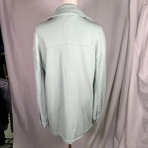 Avec Les Filles Mint Green Jacket Size S Cotton Utility Pocket Button Relaxed