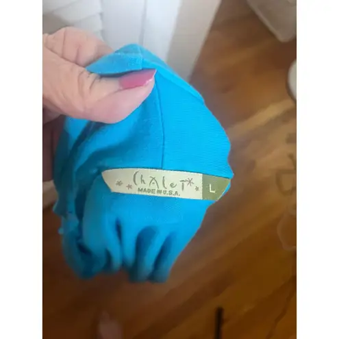 Chalet Aqua Blue Open Front Cardigan Cover Up Duster Kimono 3/4 Sleeve L Size L