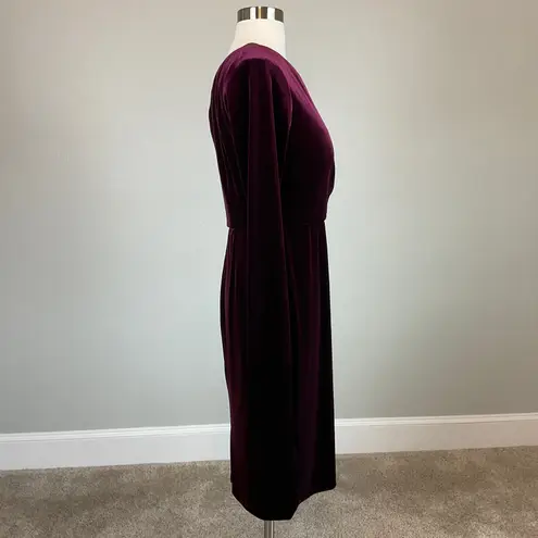 Alex Evenings Velvet One Shoulder Cocktail Dress Size 16 Wine Red Long Sleeve