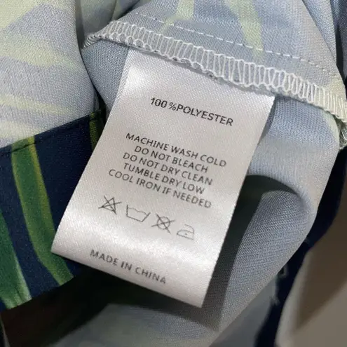 Shall We Women’s Floral Tropical Button Down Long Sleeve Blouse Dress Green Smal