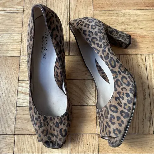 Taryn Rose  Leopard Peep Toe Suede Pumps 9 US