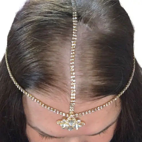 AUTHENTIC LELET NY RHINESTONE GOLD TONE HEAD PIECE