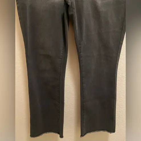 Frye & Co. Button Front Flare Fray Hem Jeans In Charcoal Wash Size 8 Black