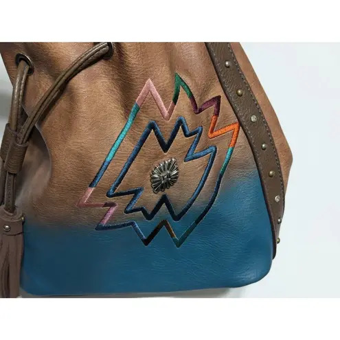 Catchfly Studio Western Leather Backpack Purse Bag Womens Southwestern Rodeo Brown