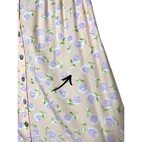 Susan Bristol Susan Bristol Y2K Floral Print Button Front Pink Maxi Aline Skirt Large