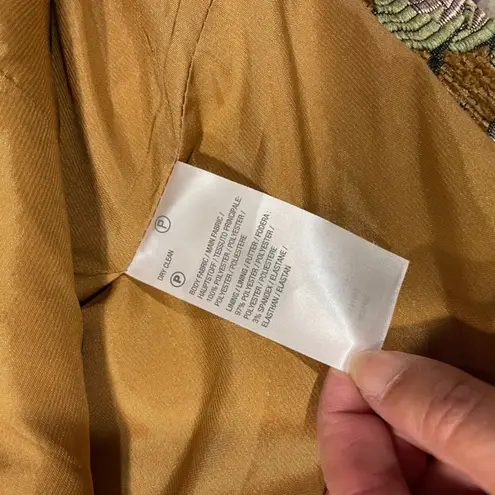 Susan Graver Brocade Floral Jacquard Blazer Jacket Gold Red Green Women US 28WP