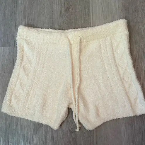 POL NWOT  Fuzzy High Waist White Lounge Drawstring Shorts size Large
