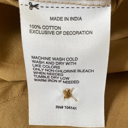 DSG women’s BF woven collared button down long sleeve shirt large sahara sand Tan