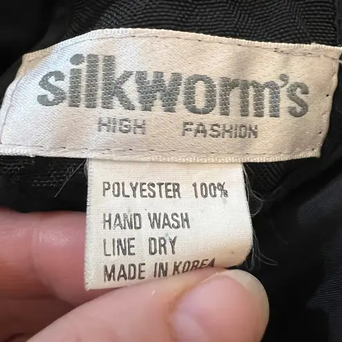 Vintage Silkworm's Black Crinkle Double Breasted Duster Trench Avant Garde XL