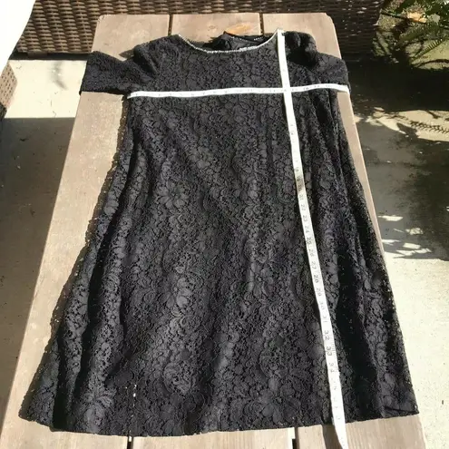 Karl Lagerfeld Womens Dress Size 4 Black Lace Shift 3/4 Sleeve Rhinestones NEW