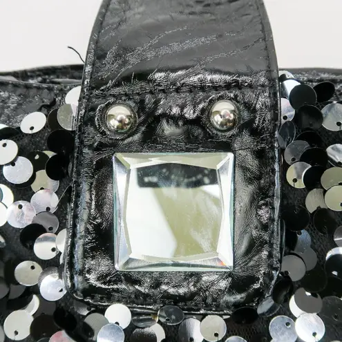 Vintage Y2K Black & Silver Sequin Hobo Purse Tote Bag