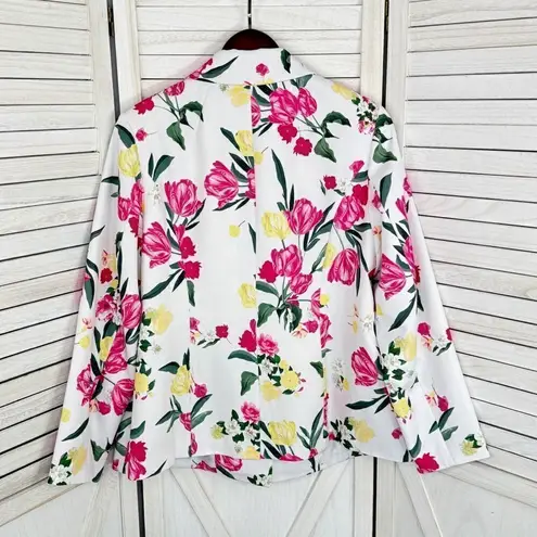 INC International Concepts Floral Print Blazer Jacket White Pink 1X Plus Size