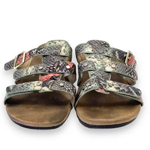 Vionic Park Radia Snakeprint Triple Strap Orthotic Sandals in Mint Snake Size 8