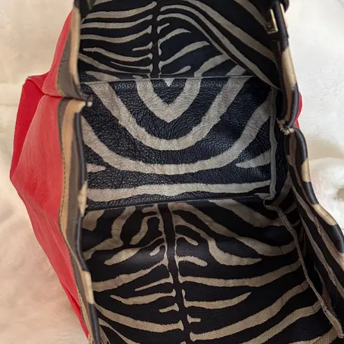 Furla Genuine Leather Red and Black Zebra Print Tote