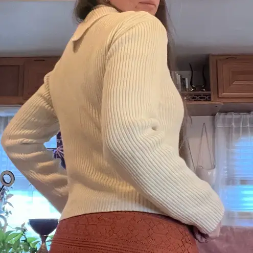 Orvis fold over turtleneck sweater oat cream wool