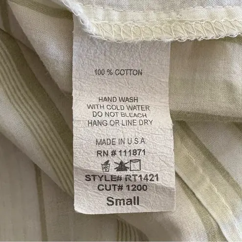 Heart Moon Star Women’s Button Up Shirt Cowboy Stripe Top size S Green